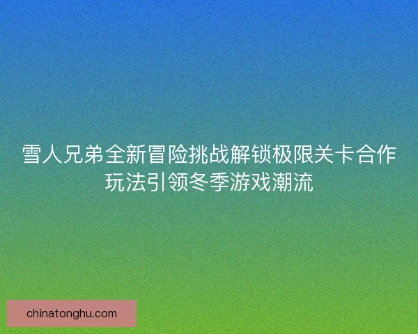 雪人兄弟全新冒险挑战解锁极限关卡合作玩法引领冬季游戏潮流